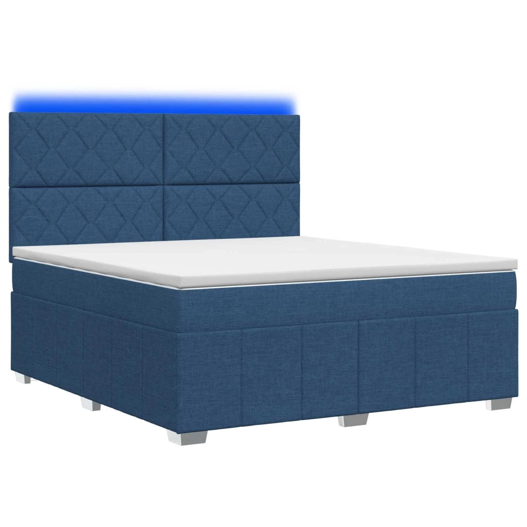 Letto Box Spring LED con Materasso Blu 140 x 200 cm Tessuto 3455632