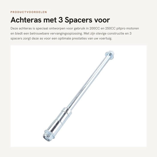 Asse posteriore 245mm - Asse posteriore - 3 Spaziatori - Adatto per 200CC/250CC - Resistente allo shock - Lega di alluminio robusta - Motore asse