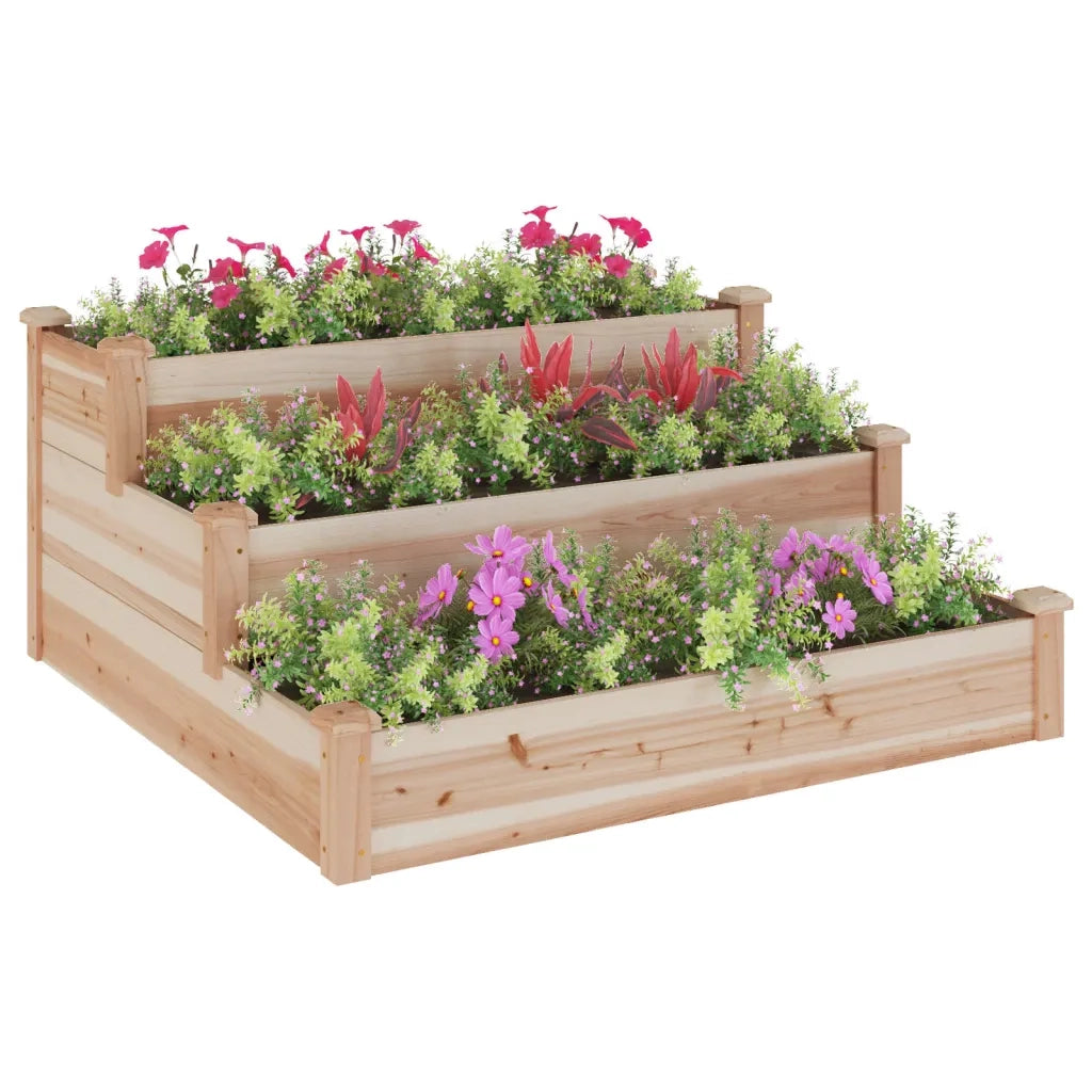 Fioriera | Cassetta per fiori | Vaso Rialzata da Giardino 120x120x56cm Legno Massello Abete