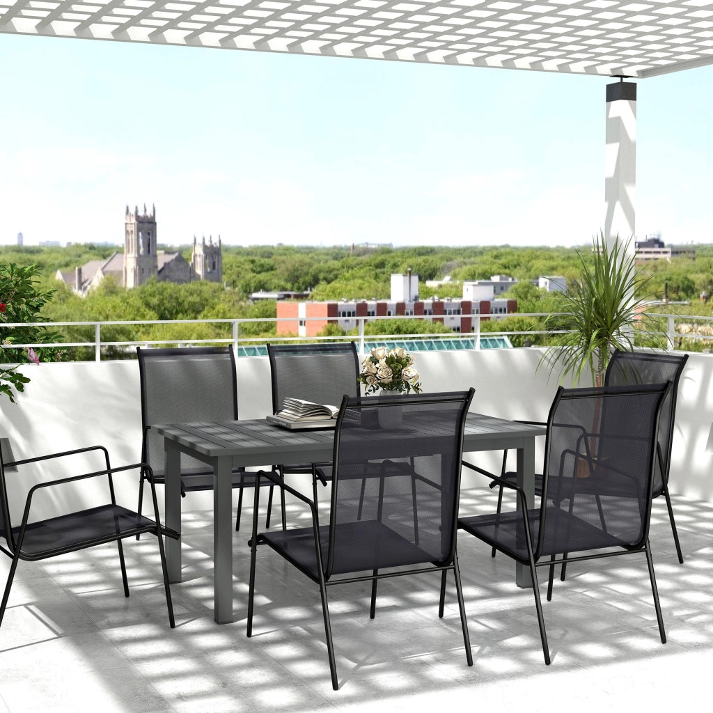 Tavolo da Giardino Allungabile Meccanismo a Farfalla 160-220x90x73 cm per 6-8 Persone in Alluminio Grigio