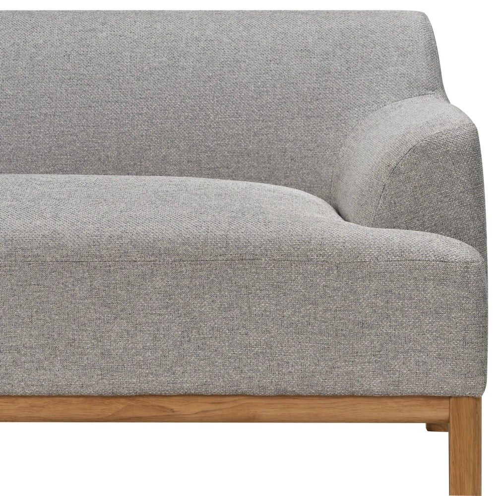 Divano angolare a destra Tessuto poliestere grigio Gambe di legno Soggiorno elegante