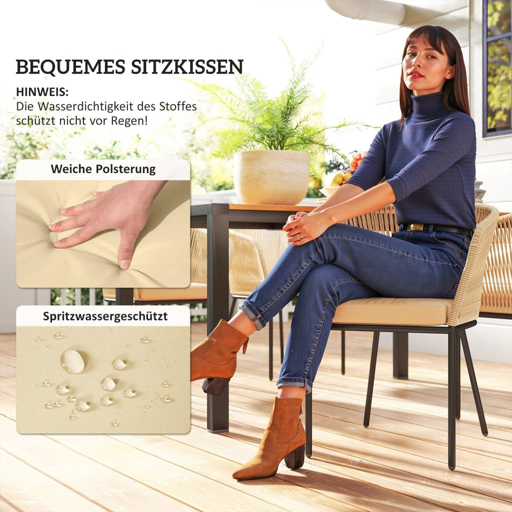 Set Giardino 5 Pezzi con Tavolo e Sedie ¨C Zephmum ¨C Polyrattan Grigio Antracite