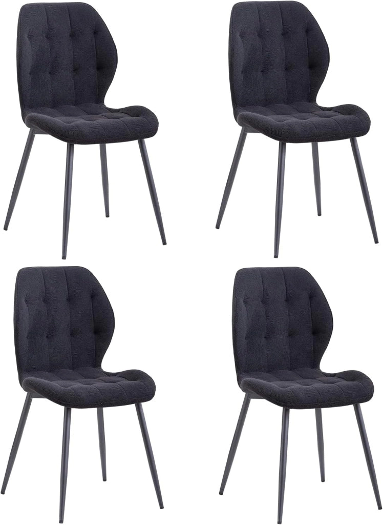 GrandCA HOME Set di 8 Sedie da Pranzo, Sedie in Tessuto, Sedie da Cucina in Stile Nordico, Gambe in Metallo, Design a 20 Griglie — Kaki