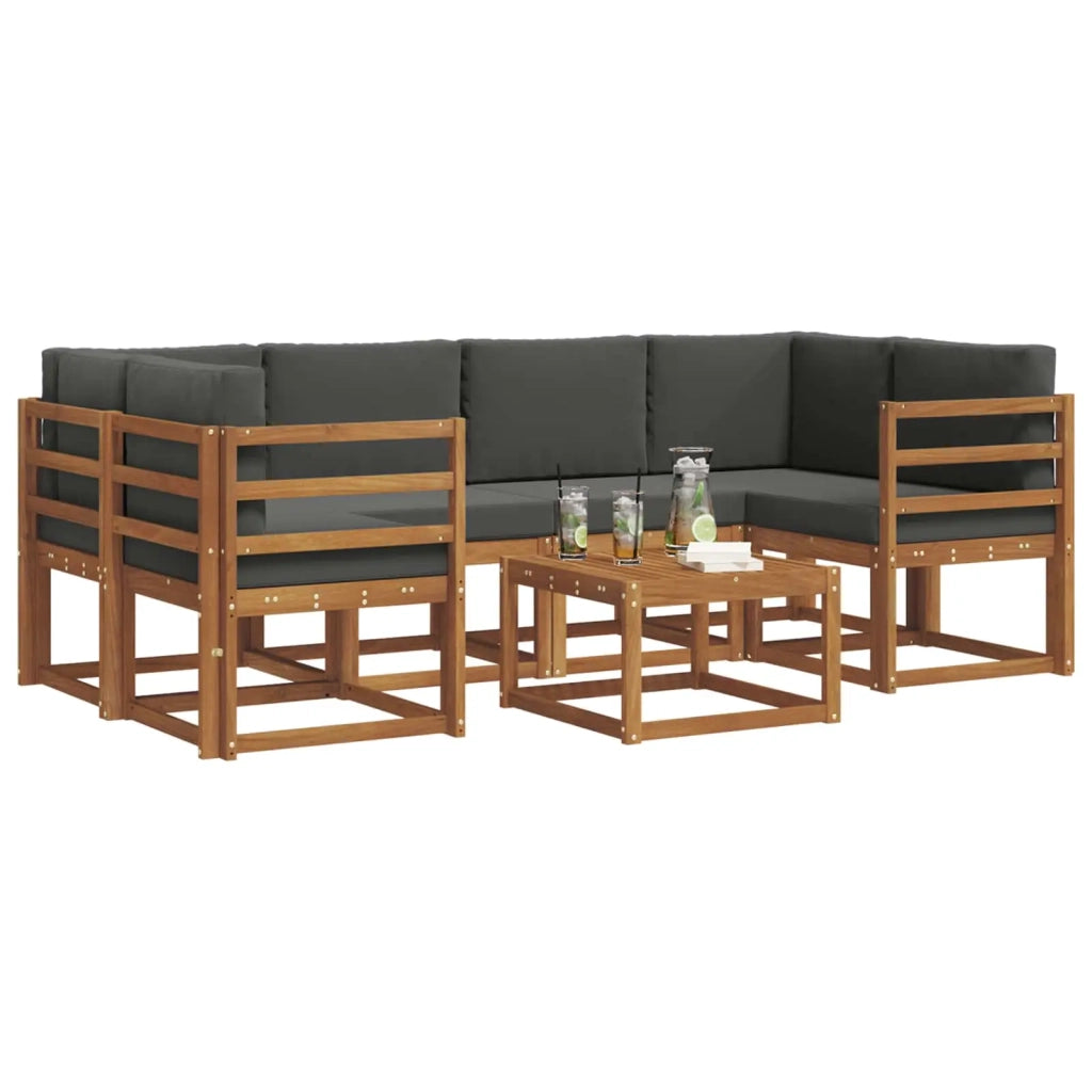 Set di divani da esterno con cuscino 7 pcs Naturale e Antracite 3366065