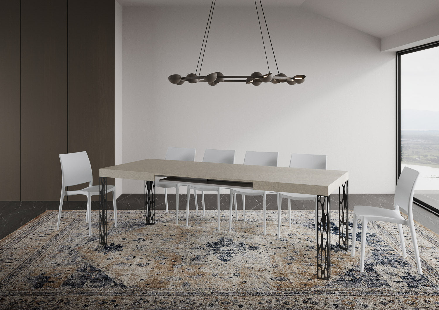 Tavolo Allungabile 120-204x80x77 cm Ghibli Cashmere Telaio Antracite