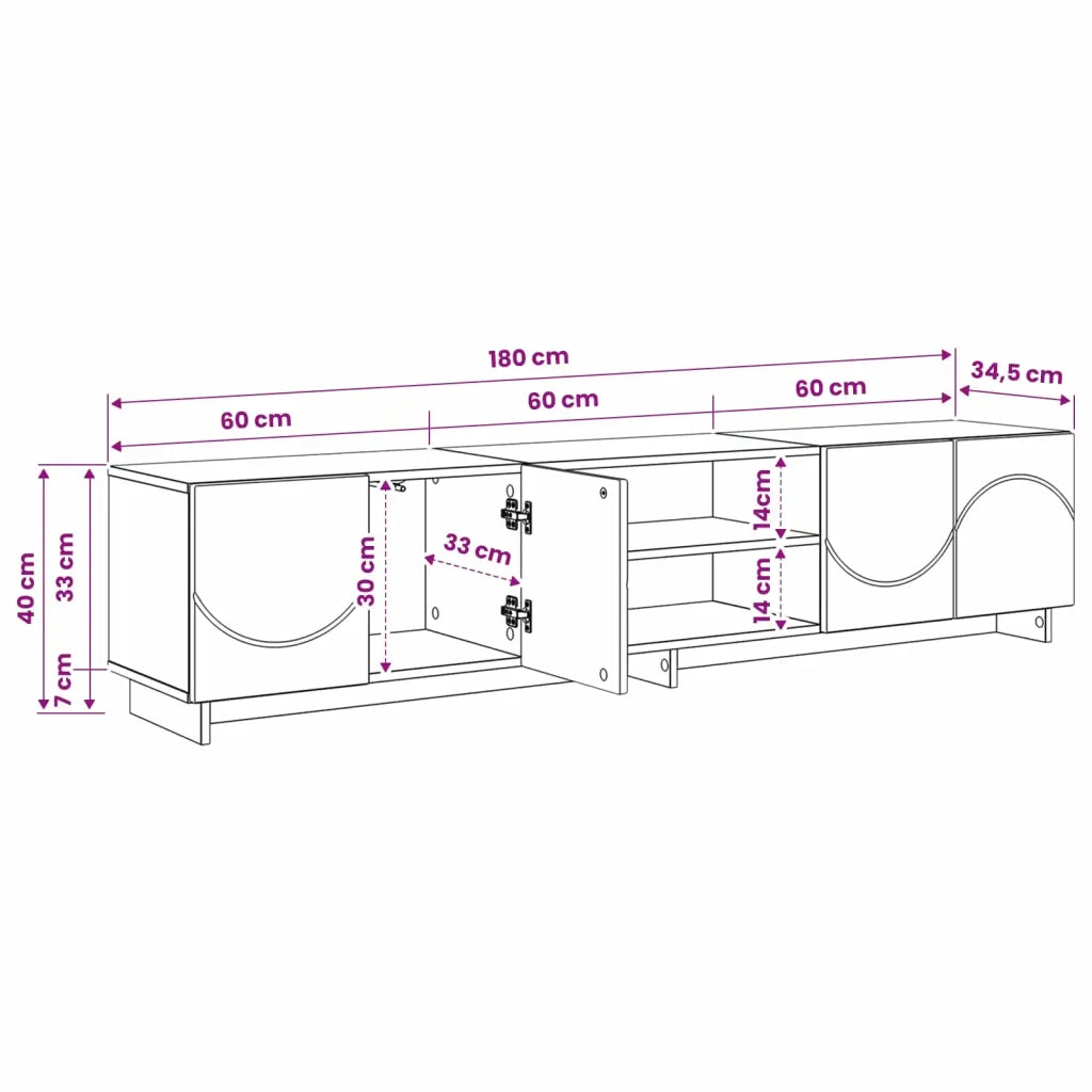 Supporto TV 179.5 x 34.5 x 40 cm Rovere Sonoma 8011497