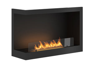 Camino a Bioetanolo da Incasso 84x54 cm Inside L800 V1 Angolo a Sinistra Nero con Vetro