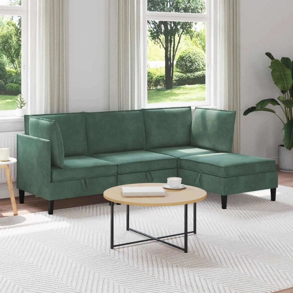 Set di mobili per il soggiorno 4 pcs Verde Mare Velluto 3413775