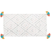 Tappeto tappetino Cotone Bianco 80 x 150 cm Rettangolare con Nappe Trapuntate Motivo Geometrico