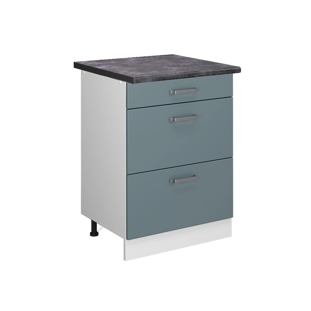 Vicco Mobiletto base per cucina Grigio-blu 60 cm con cassetti, PL Antracite