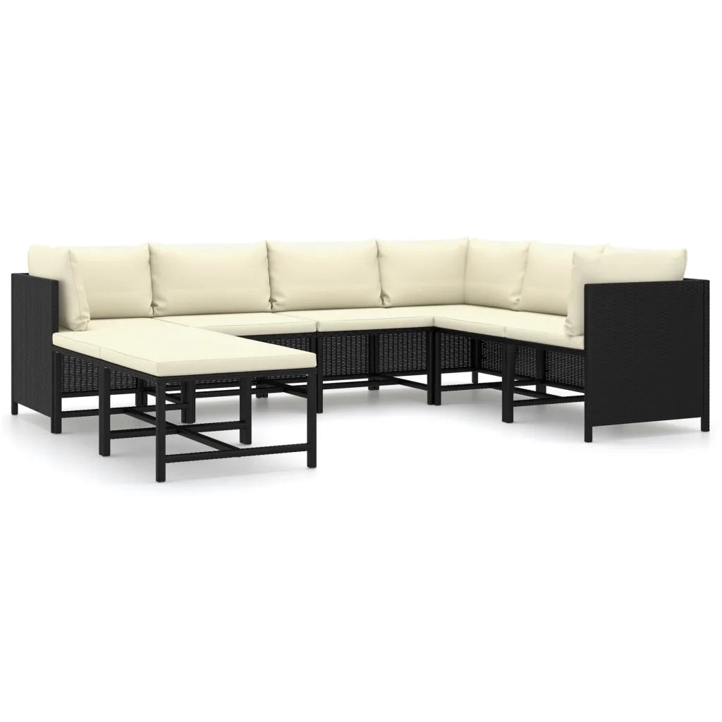 Set Divani da Giardino 8 pz con Cuscini in Polyrattan Nero cod mxl 36206