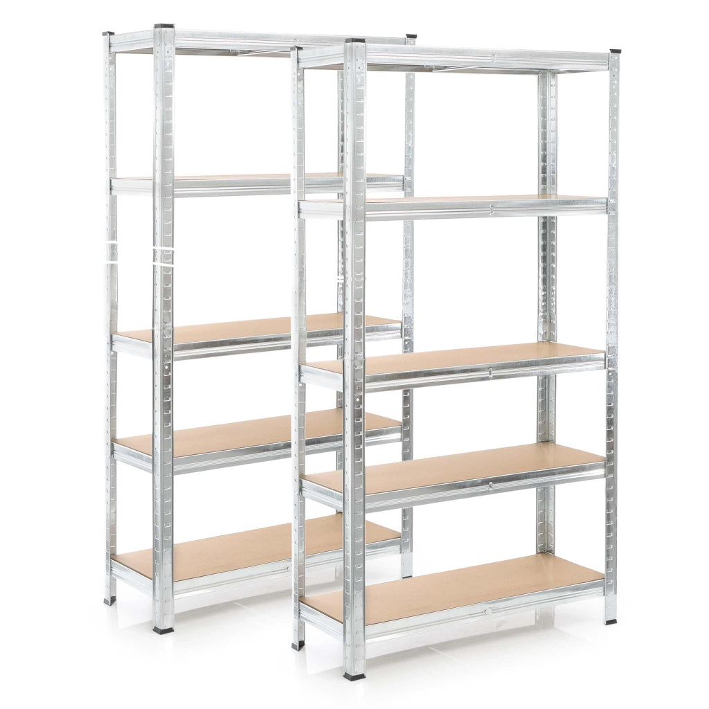 Set 2x scaffali a incastro per carichi pesanti 180x90x45cm Max 875kg l’uno Acciaio 5 ripiani