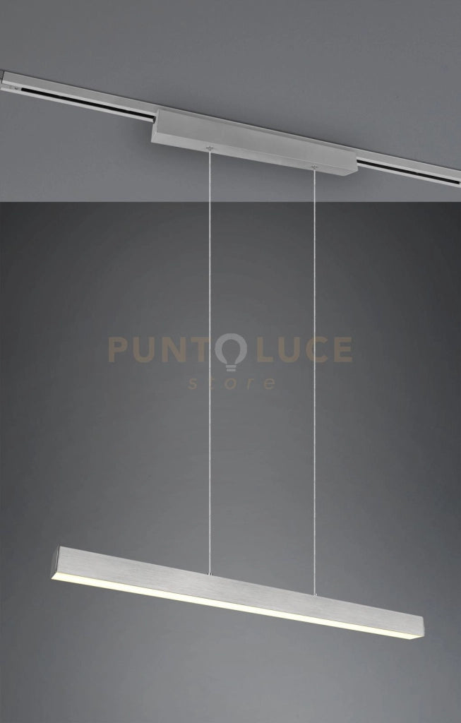 DUOLINE PAROS SOSPENSIONE LED 29W 3400lm, 3000K BI-EMISSIONE METALLO ACCIAIO SATINATO L. 90CM DIMMERABILE
