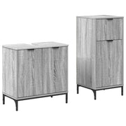 Set di mobili per il Bagno | Armadio da bagno con cassetto 2 pz Grigio Sonoma
