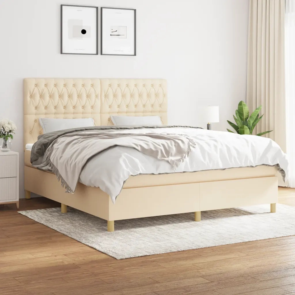 Giroletto a Molle con Materasso Crema 180x200 cm in Tessuto 3142598