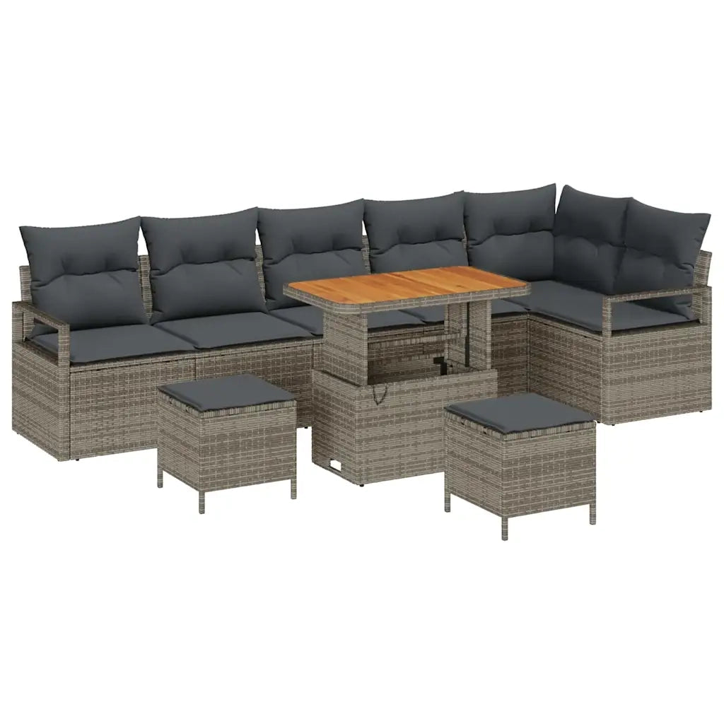 Set Divano da Giardino con cuscino 9 pcs Grigio Poly Rattan 3362548