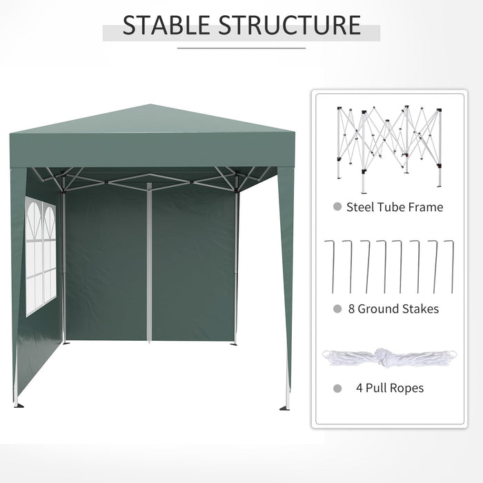 Gazebo Pieghevole 2x2m in Metallo e Poliestere Verde