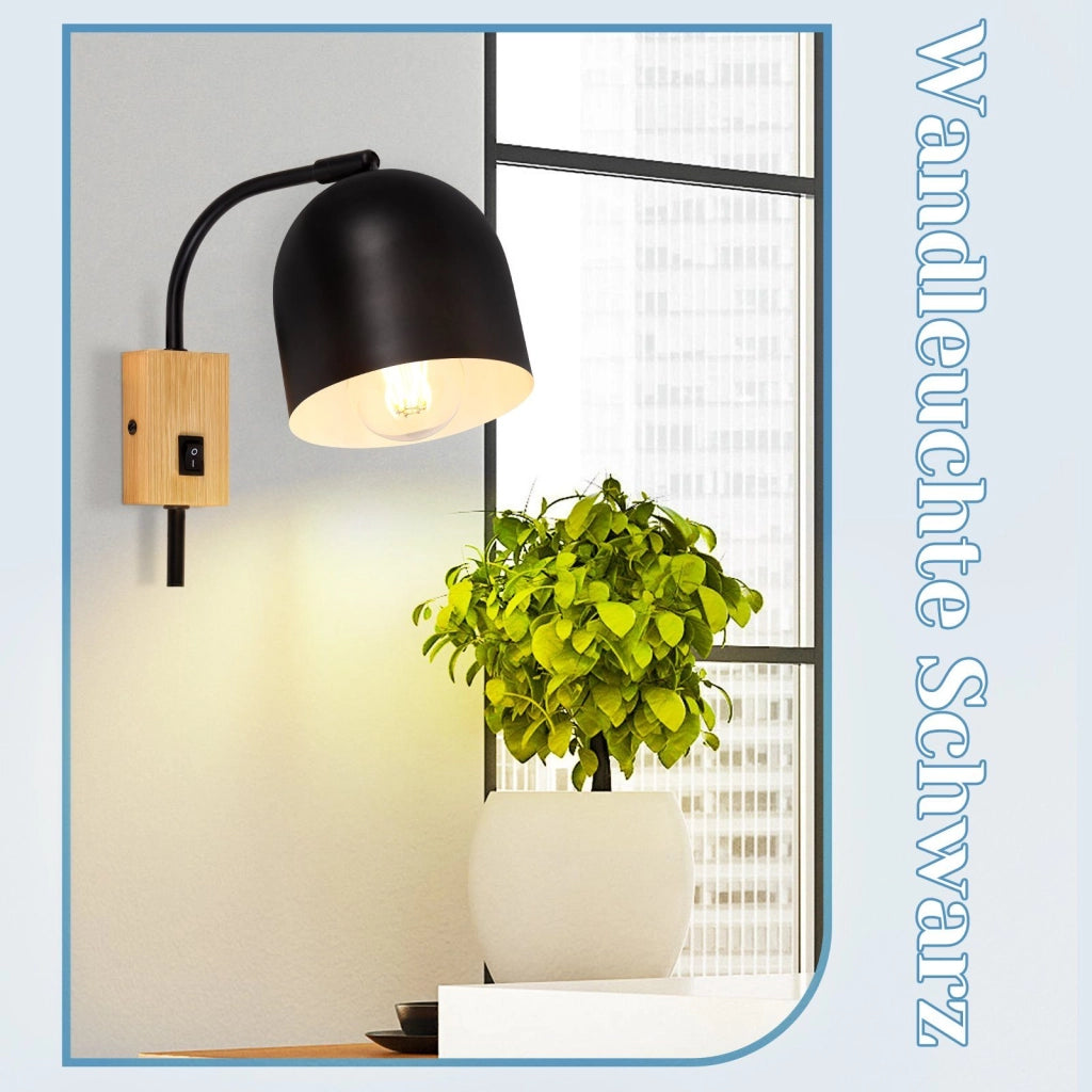 ZMH Applique Spot Applique girevole E27 in metallo nero vintage Senza fonte di luce