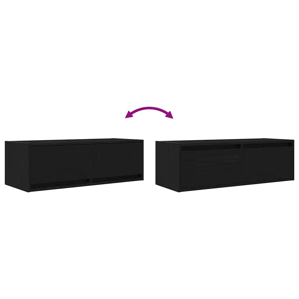 Mobili TV 2 pz Rovere Nero 80x31x25,5 cm in Legno Multistrato