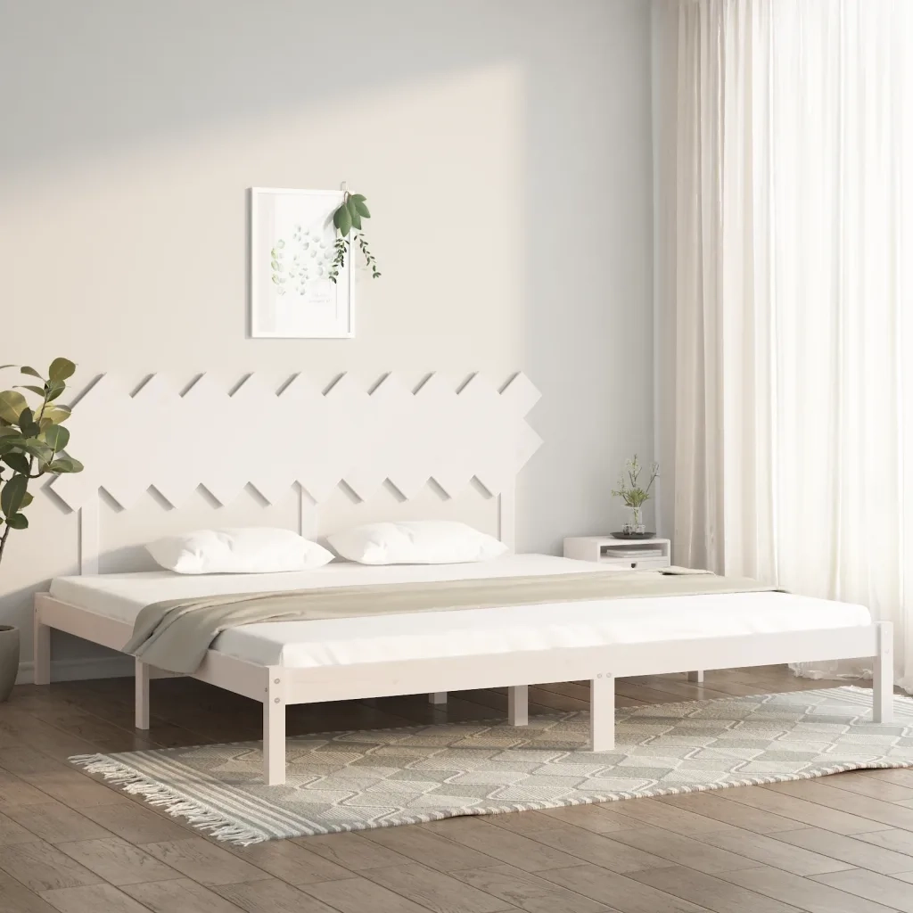 Giroletto-Struttura Letto Bianco 200x200 cm in Legno Massello 892787