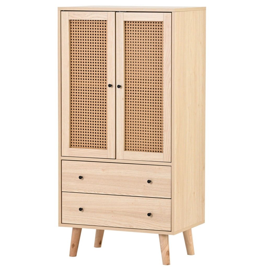 Madia 60x120x40 cm con 2 porte e 2 cassetti; pannello truciolare finitura rovere