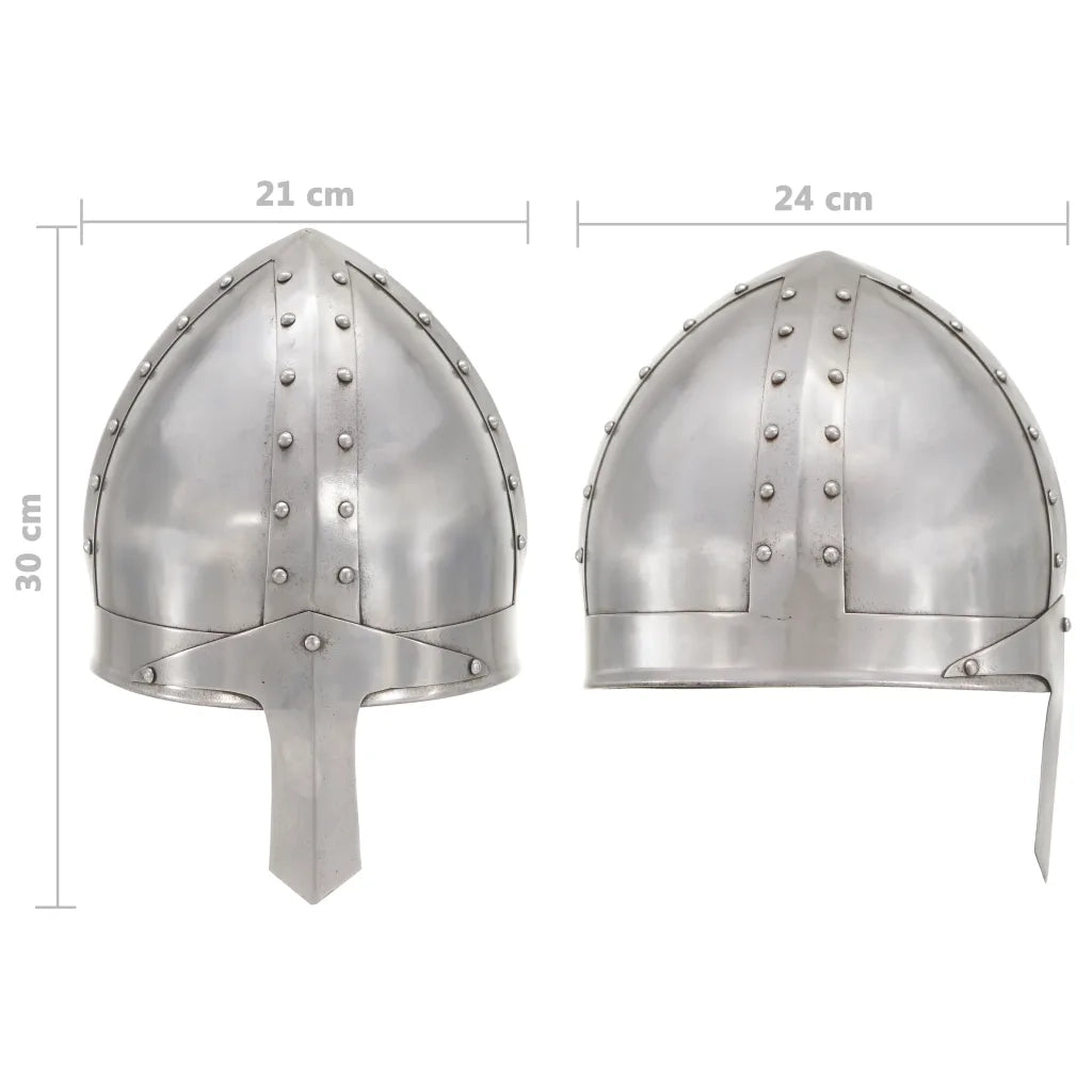 Elmo da Cavaliere Medievale Antico LARP in Acciaio Argento CFW9368738