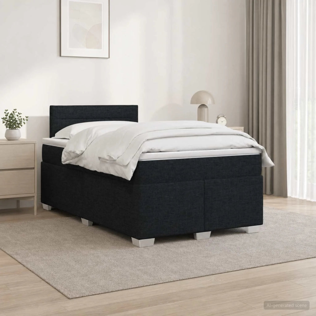 Letto con Box Spring, Materasso e LED Nero 120 x 200 cm Tessuto 3451912