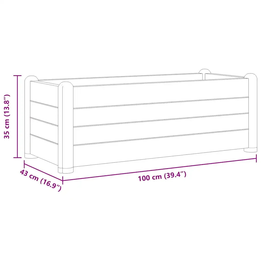 Letto Rialzato da Giardino in PP Bianco 100x43x35 cm 313975