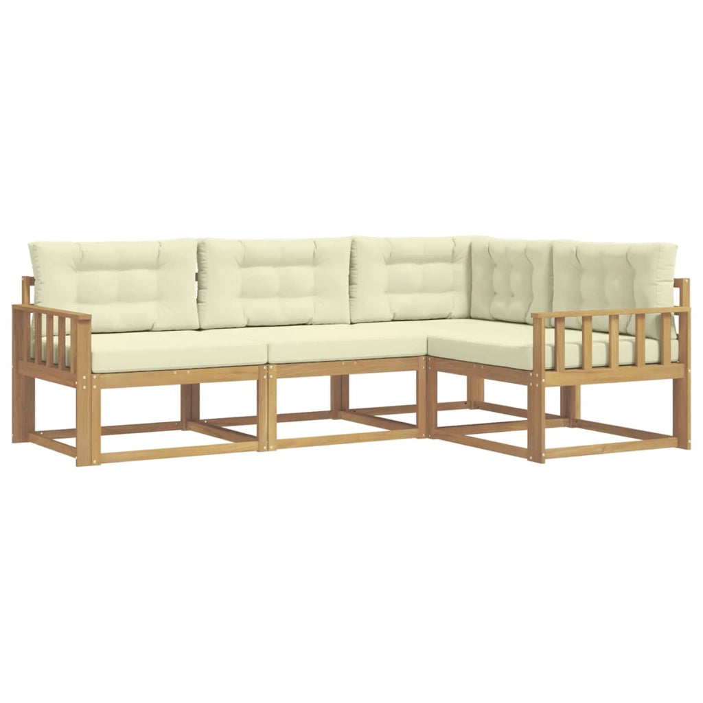Set di divani da esterno 3 pz Bianco e Crema Poliestere 3386369
