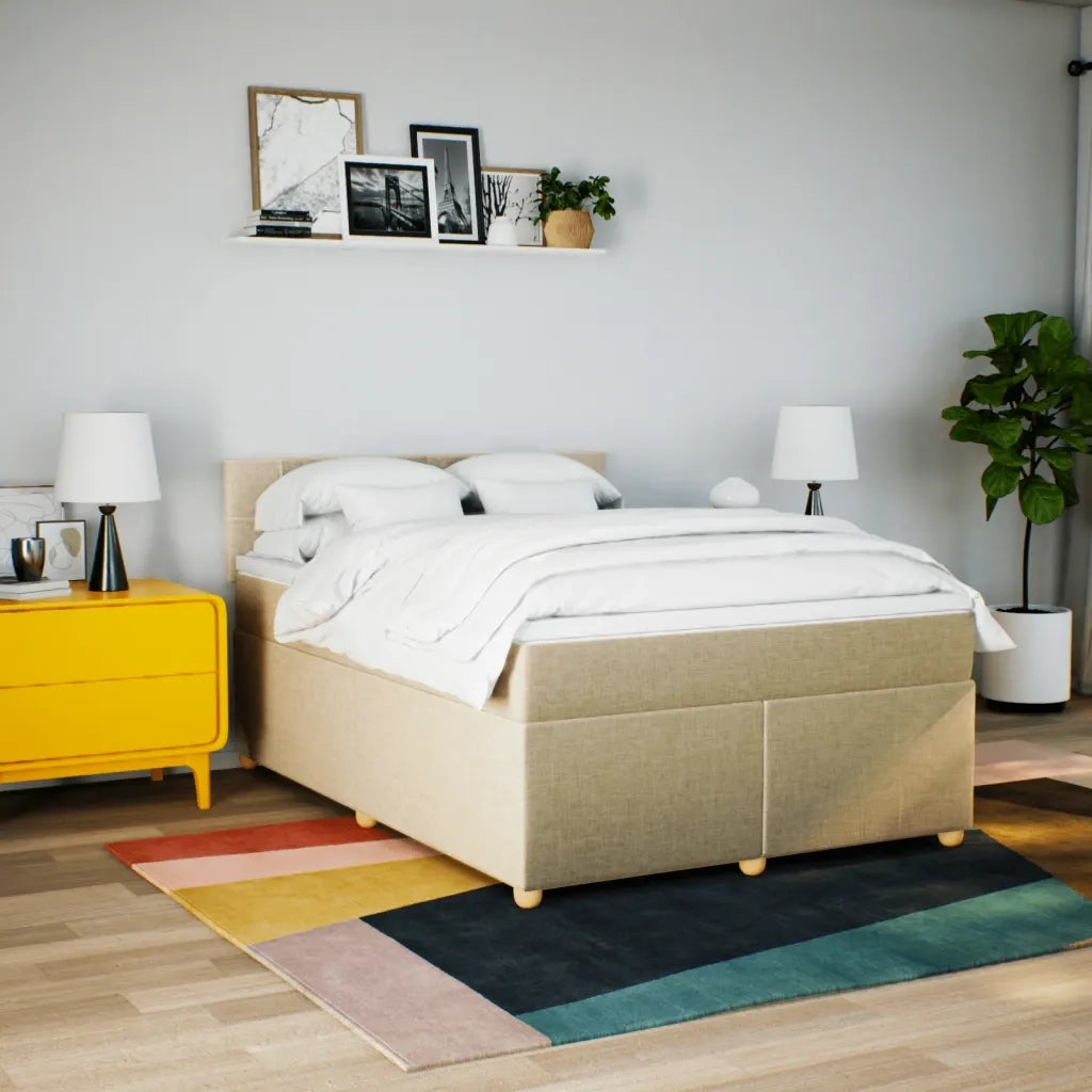 Giroletto a Molle con Materasso Crema 140x200 cm in Tessuto