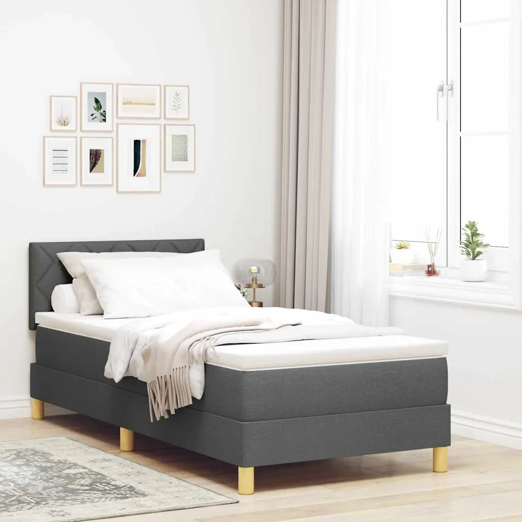 Letto a Sorgente LED con led Grigio scuro 90 x 190 cm Tessuto