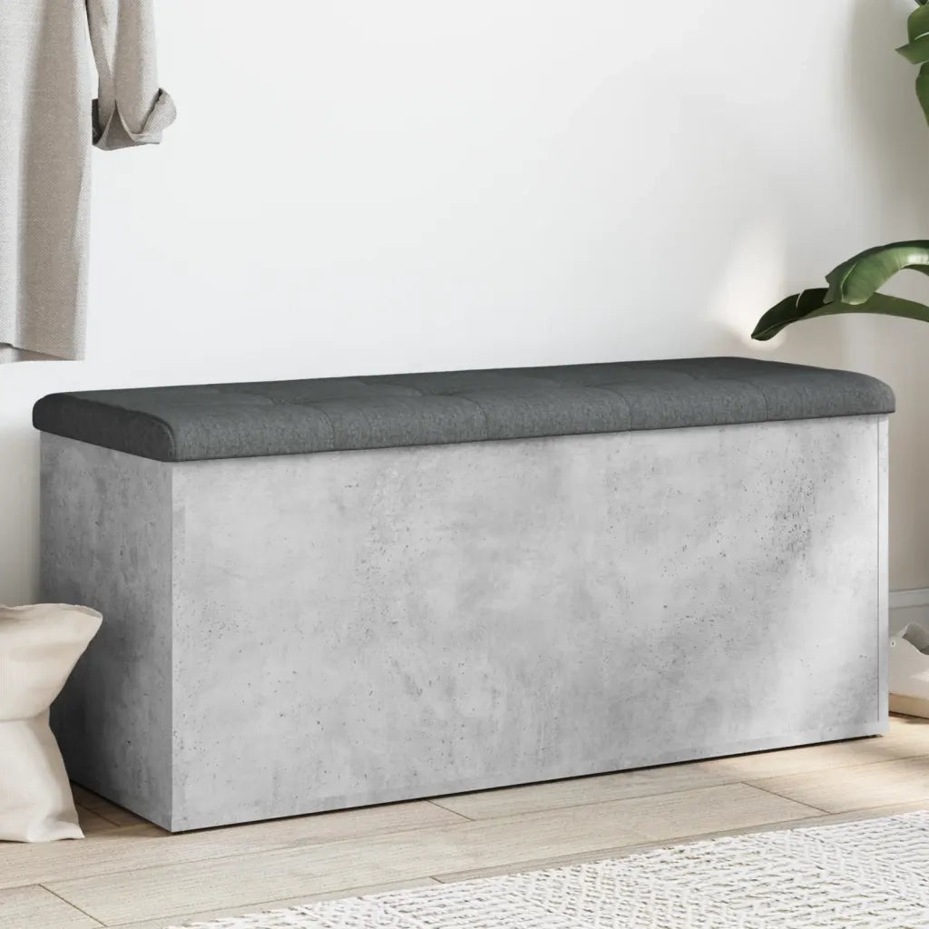 Panca Portaoggetti-Sgabello-Panca con Contenitore Grigio Cemento 102x42x45cm Legno Multistrato