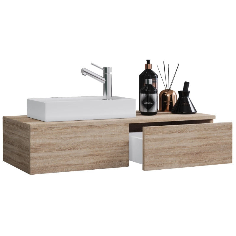 Spazio di Ezooza  Mobile Sospeso con lavabo in ceramica di alta qualità, Rovere Sonoma ,