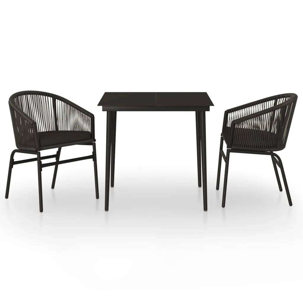 Set Mobili da Pranzo per Giardino 3 pz | Set Salotto da Giardino Nero