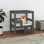Cuccia per Cani Grigio 55,5x53,5x60cm in Legno Massello di Pino 822369