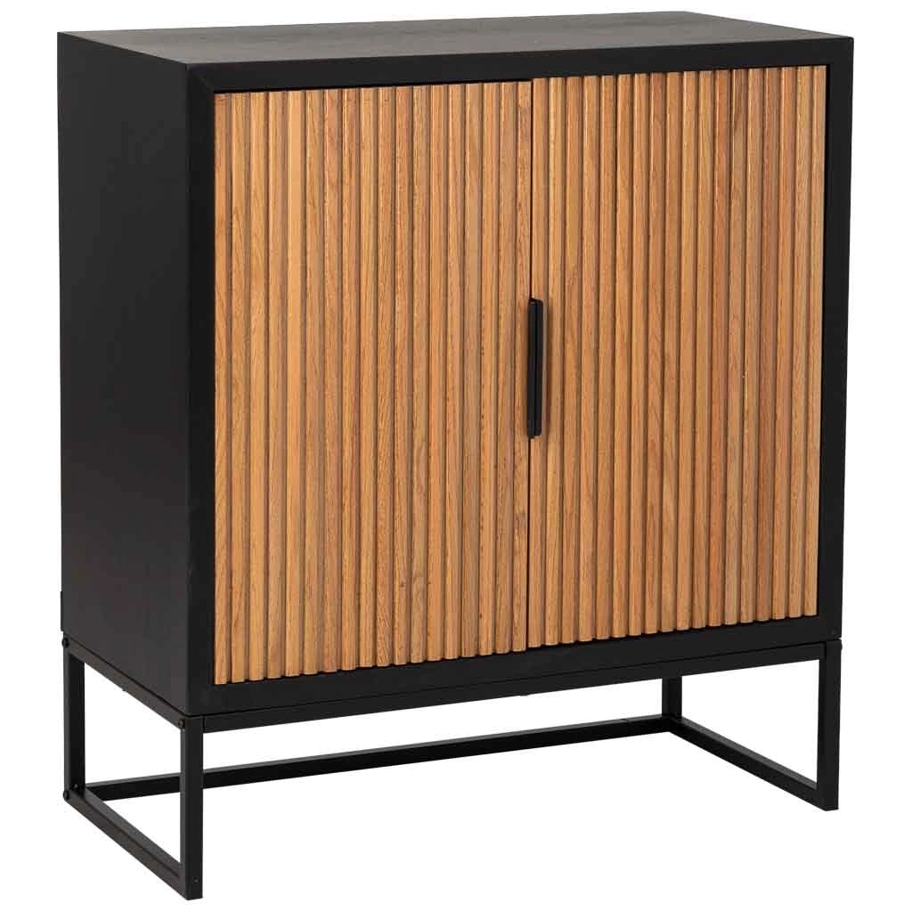 Credenza con 1 cassetto e 2 ante in legno e metallo nero 80x39,5x89