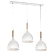Lampada sospesa bianca/legno Noak Wood 3xE27 Luminex