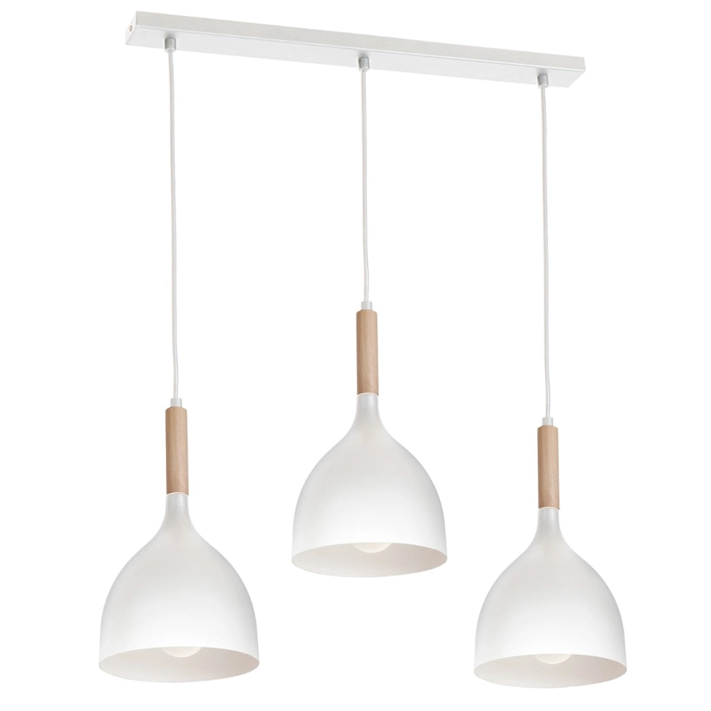 Lampada sospesa bianca/legno Noak Wood 3xE27 Luminex