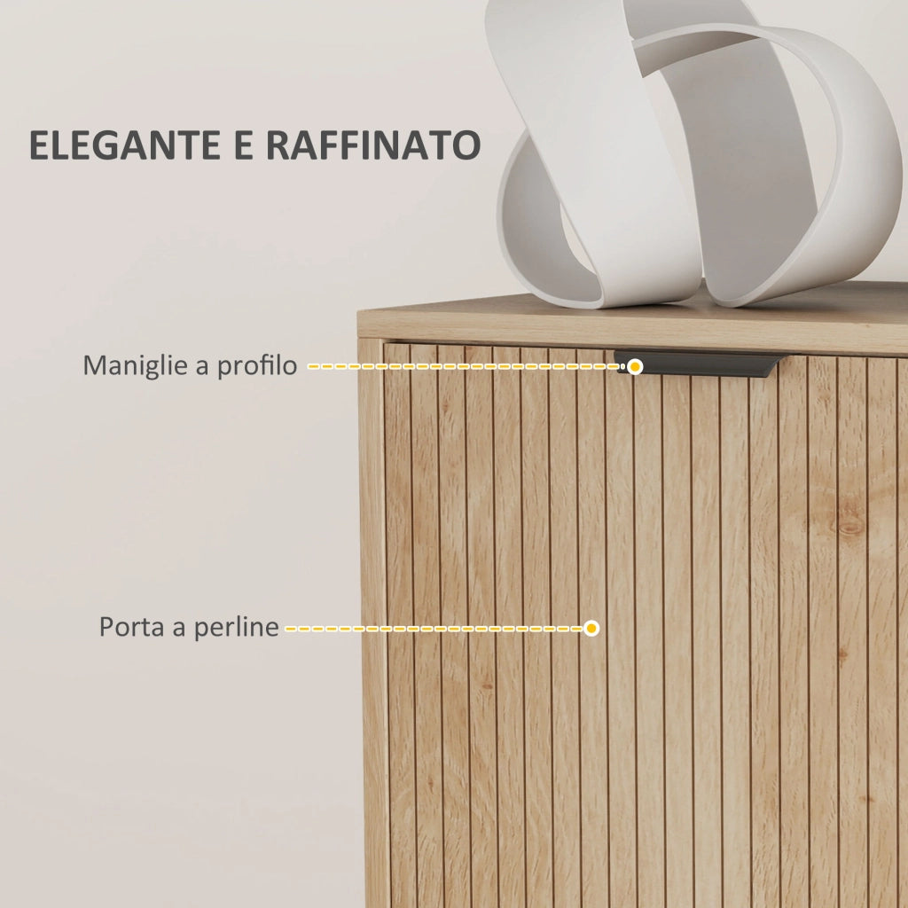 Mobile Contenitore in Legno a 2 Livelli con Ripiano Regolabile su 3 Livelli, 78x40x77.5 cm, color Rovere