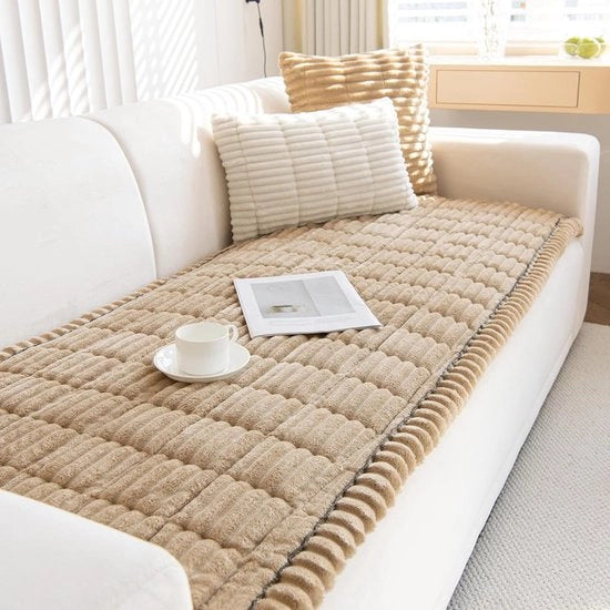 Cuscino Corduroy Densità Alta e Sovrappensiero - Antiscivolo e Lavabile - Protezione Universale per Divano a 2-3-4 Posti - Miele, 70*210 cm