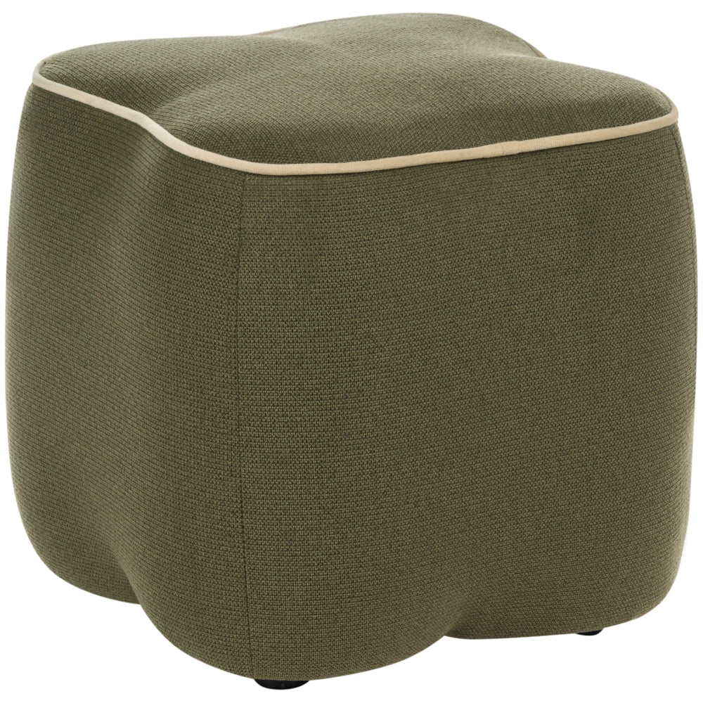 Pouf in tessuto verde, 35 x 35, poggiapiedi, elemento decorativo per soggiorno e camera da letto