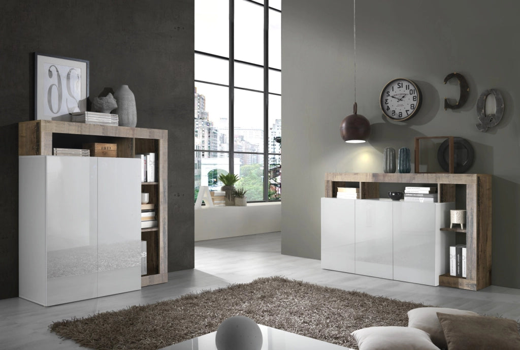 Credenza AMOS bianco/pero