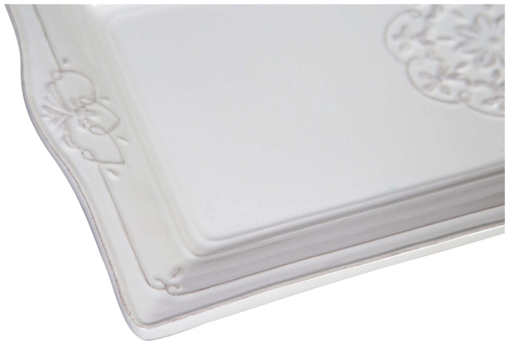 Biscottini Vassoio rettangolare in porcellana bianca Shabby L40,5xPR21,5xH3,2 cm
