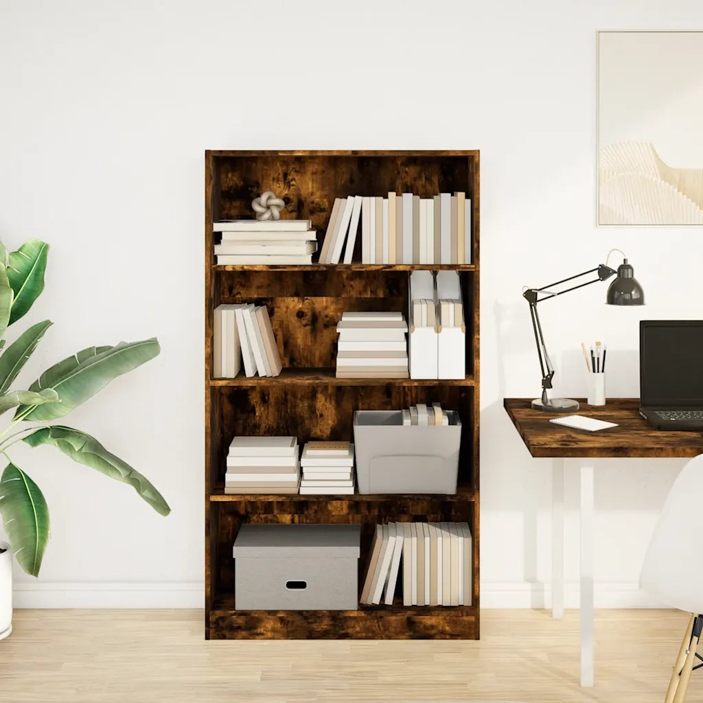 Libreria Rovere Fumo 80x24x143 cm in Legno Multistrato 857848