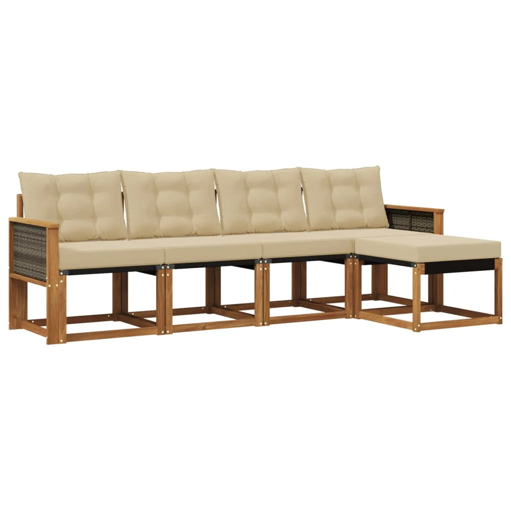 Set di divani da esterno 5 pz Naturale e Beige 3381885
