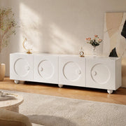 Mobile porta TV bianco con ante a rilievo 3D e vani separati in MDF e pannello truciolare 180,5 × 38 × 50 cm