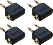 Adattatore per cuffie da volo - Audiostekker - Doppia presa 3,5 mm - 4 pezzi