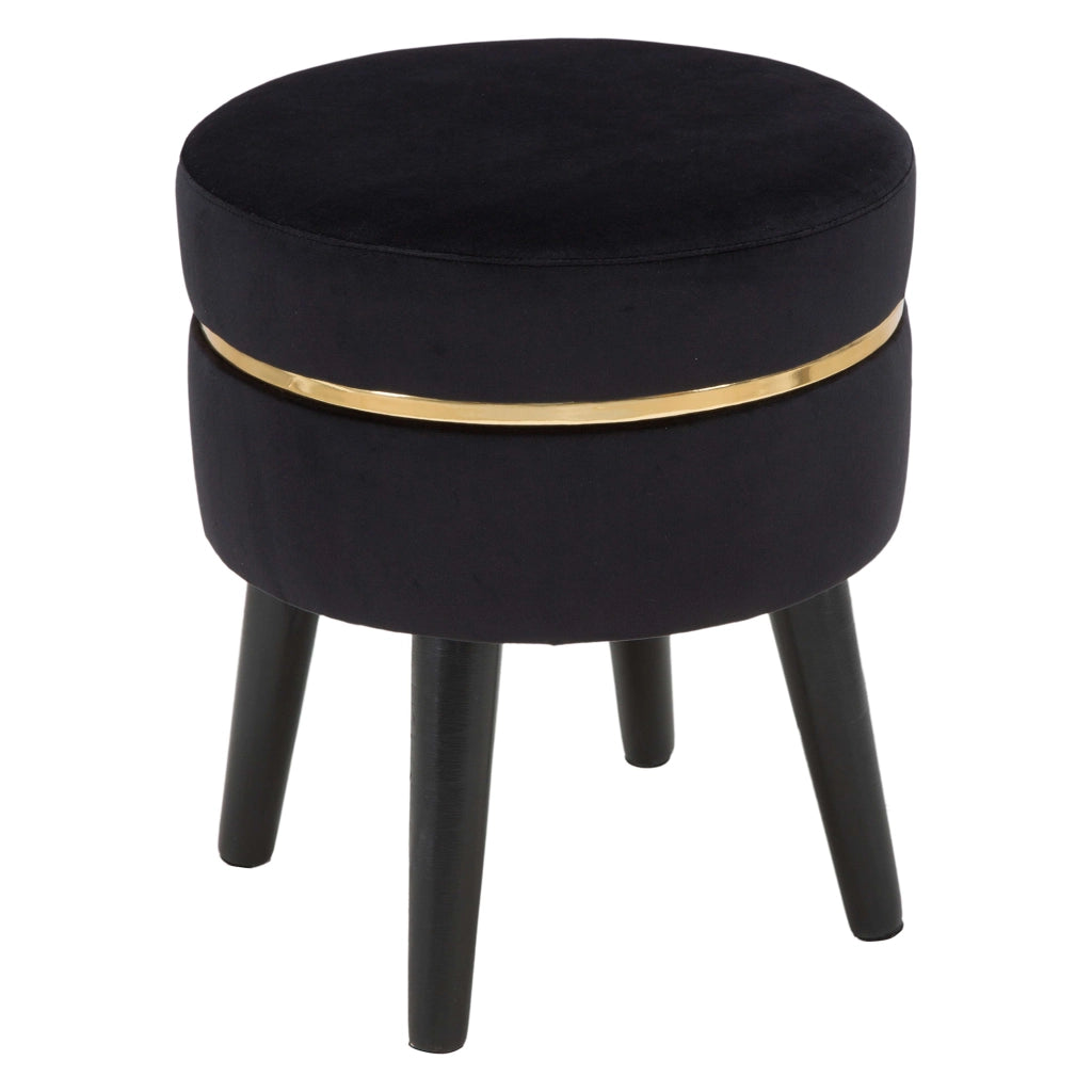 Famamiri, Sgabello Rivestimento in Velluto, 35x35x41h cm Nero
