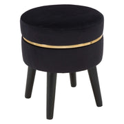 Famamiri, Sgabello Rivestimento in Velluto, 35x35x41h cm Nero