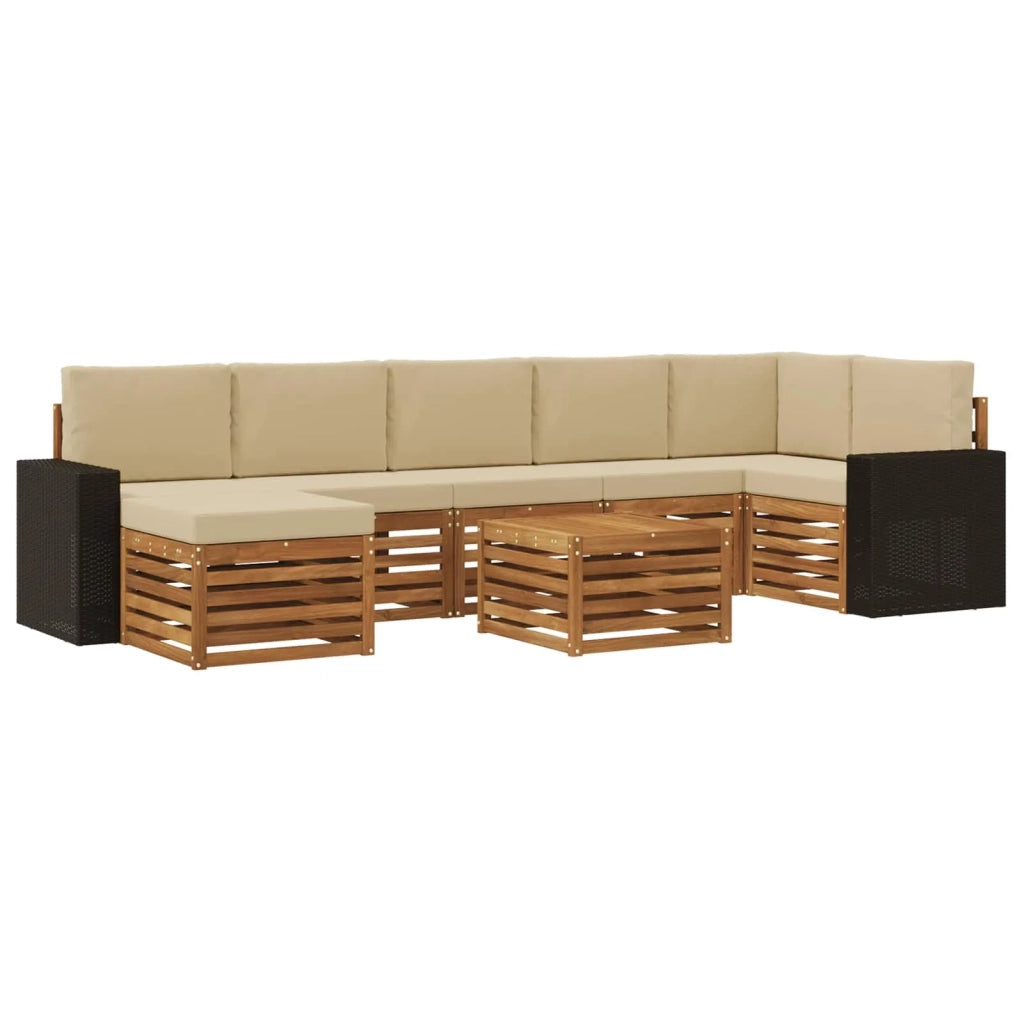 Set di divani da esterno con cuscino 8 pcs Naturale e Beige 3384664